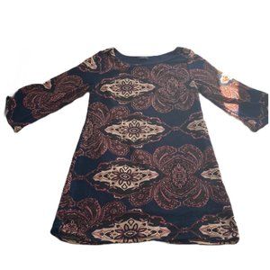 3/4 Sleeve Purple Paisley Dress